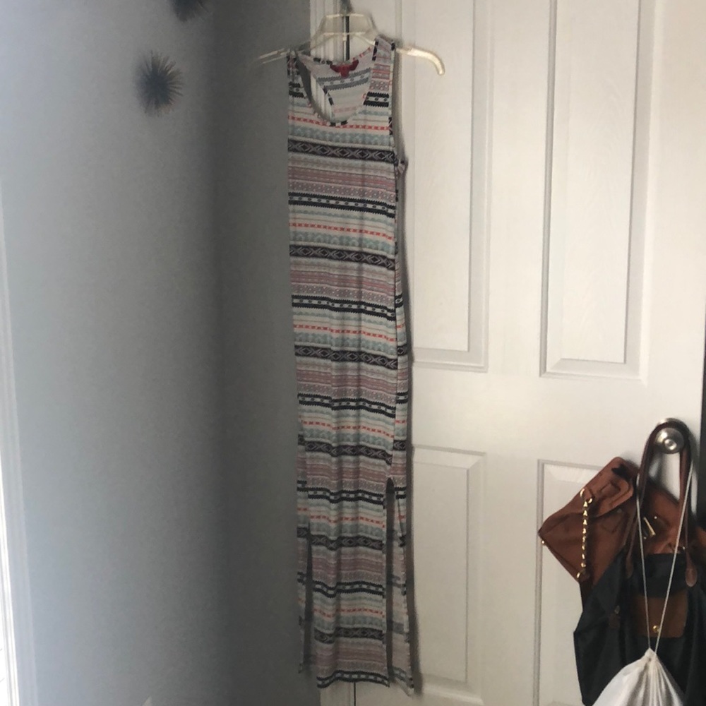 A multi pattern maxi dress